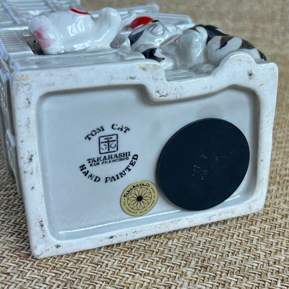 Vintage Takahashi San Francisco Tom Cat Ceramic House Bank Hand Painted - Picture 6 of 6